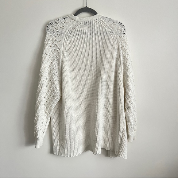 Knox Rose Open Front Knit Cardigan White Textured Design Size L Cottagecore - Picture 6 of 6